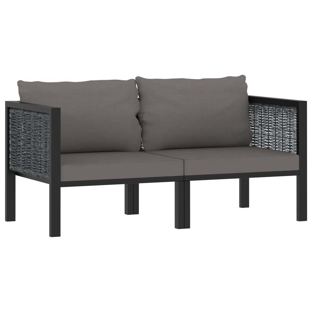 Tweezitsbank met kussens poly rattan antraciet is nu te koop bij PeponiXL, paradijselijk wonen!