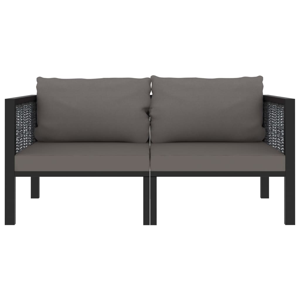 Tweezitsbank met kussens poly rattan antraciet is nu te koop bij PeponiXL, paradijselijk wonen!