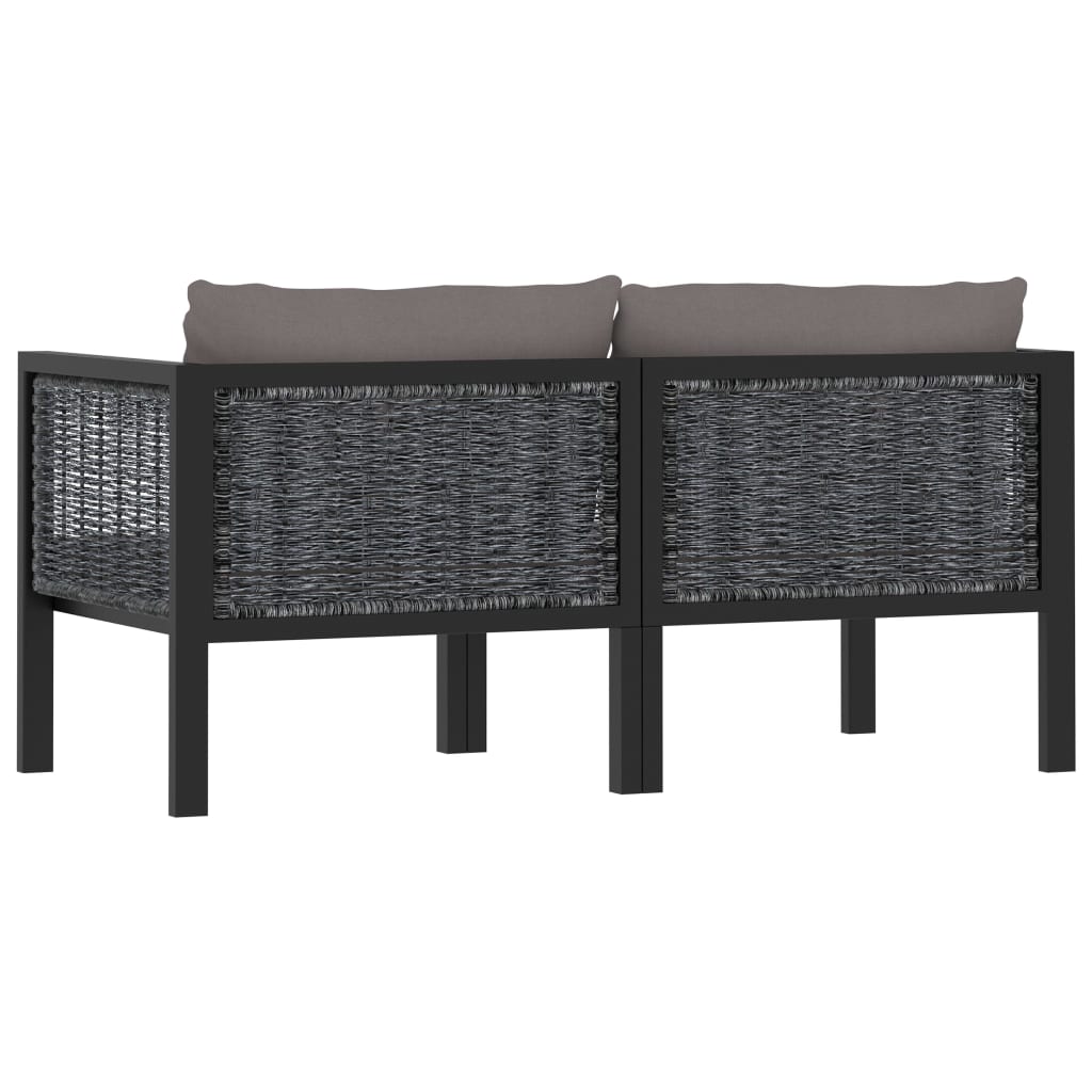 Tweezitsbank met kussens poly rattan antraciet is nu te koop bij PeponiXL, paradijselijk wonen!
