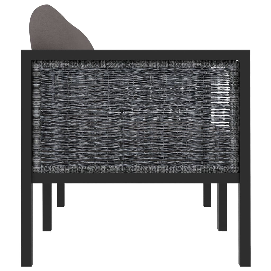 Tweezitsbank met kussens poly rattan antraciet is nu te koop bij PeponiXL, paradijselijk wonen!