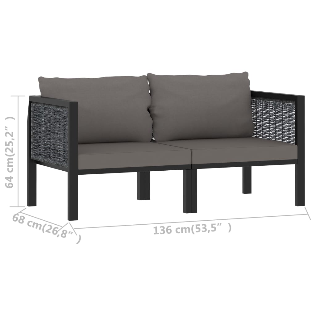 Tweezitsbank met kussens poly rattan antraciet is nu te koop bij PeponiXL, paradijselijk wonen!
