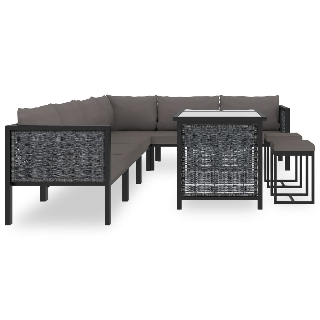 9-delige Loungeset met kussens poly rattan antraciet is nu te koop bij PeponiXL, paradijselijk wonen!