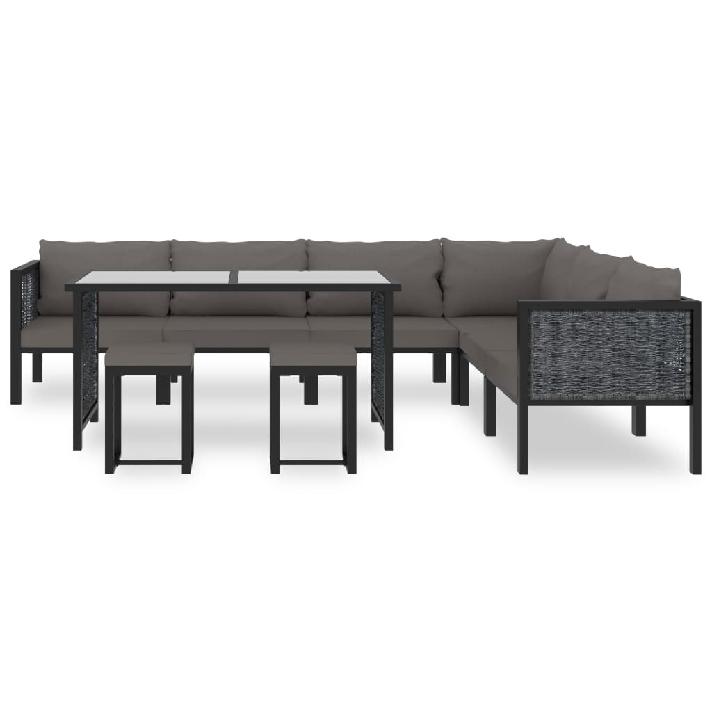 9-delige Loungeset met kussens poly rattan antraciet is nu te koop bij PeponiXL, paradijselijk wonen!