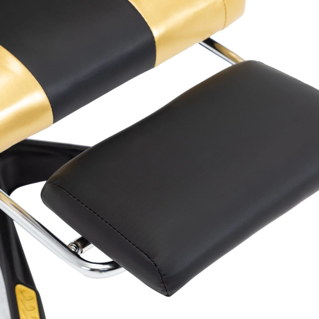 Racestoel met voetensteun kunstleer goudkleurig en zwart is nu te koop bij PeponiXL, paradijselijk wonen!