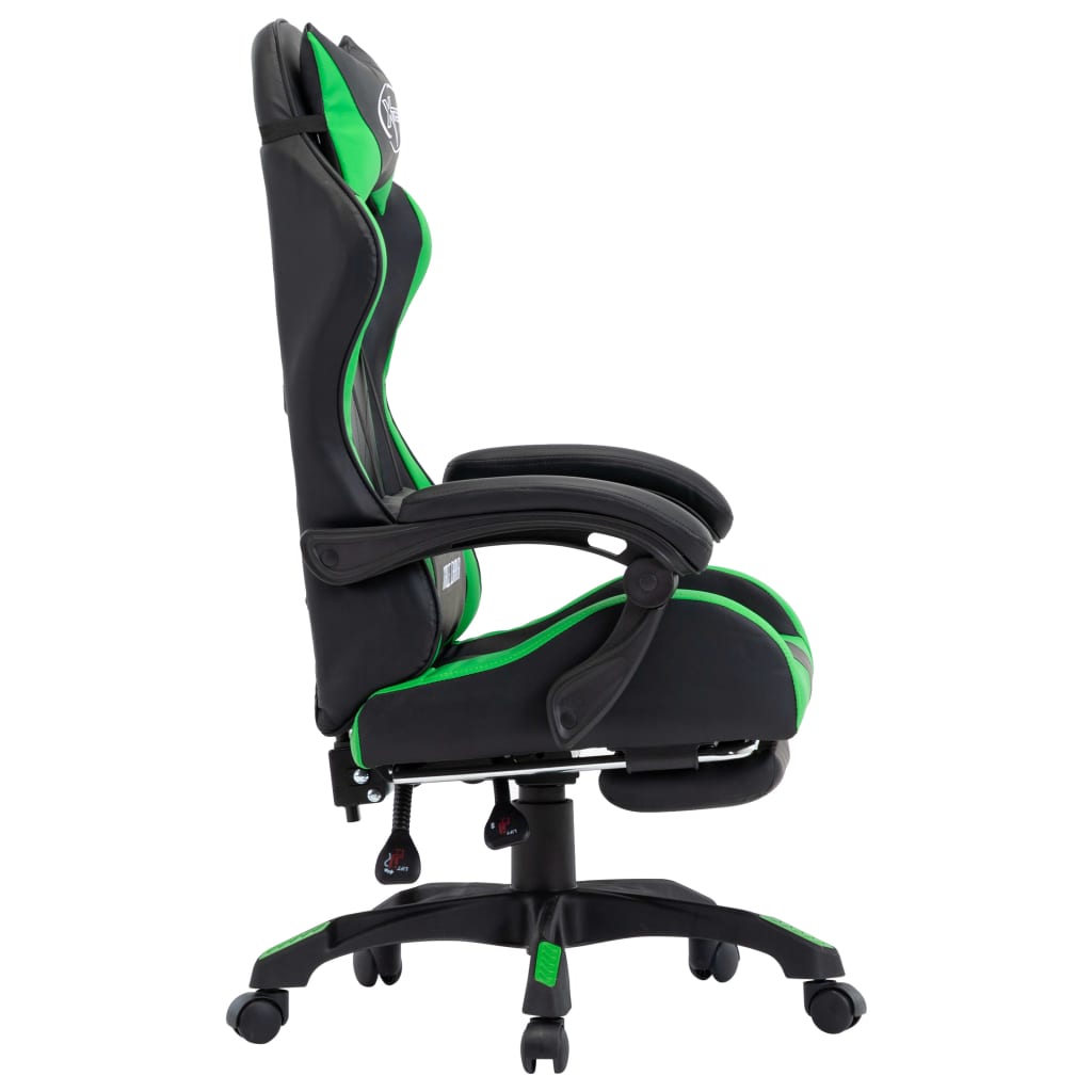 Racestoel met voetensteun kunstleer groen en zwart is nu te koop bij PeponiXL, paradijselijk wonen!