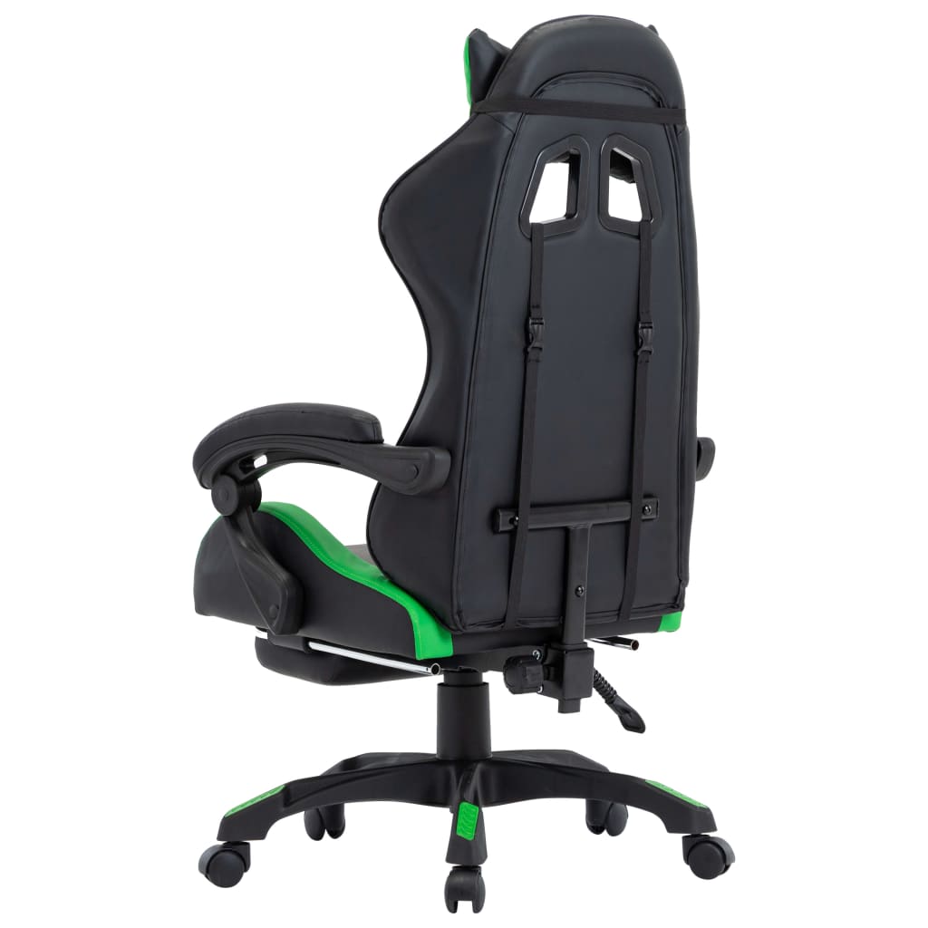 Racestoel met voetensteun kunstleer groen en zwart is nu te koop bij PeponiXL, paradijselijk wonen!