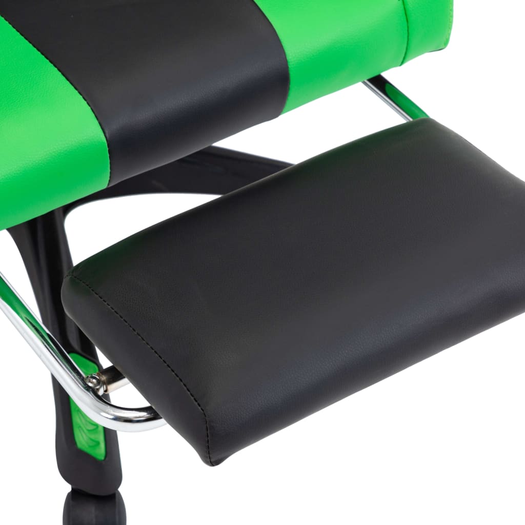 Racestoel met voetensteun kunstleer groen en zwart is nu te koop bij PeponiXL, paradijselijk wonen!