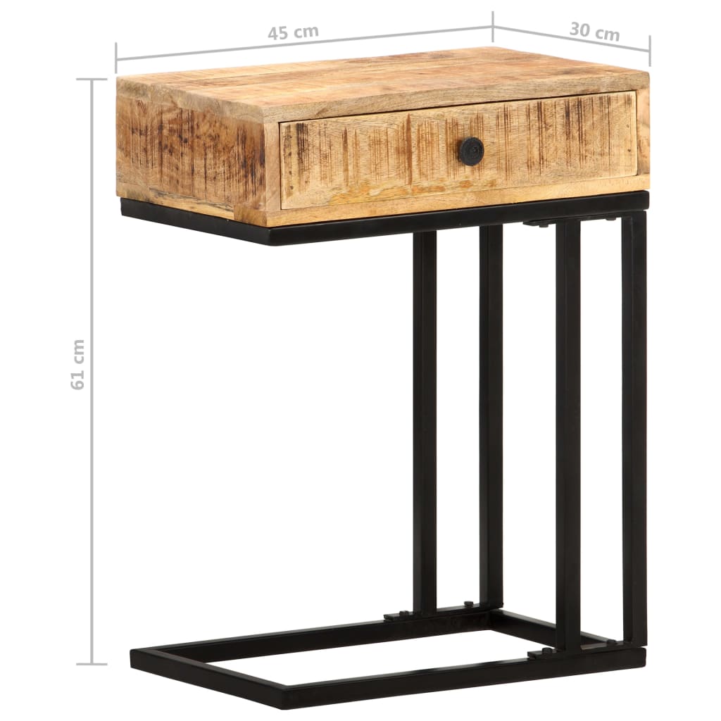 Bijzettafel U-vormig 45x30x61 cm massief mangohout is nu te koop bij PeponiXL, paradijselijk wonen!