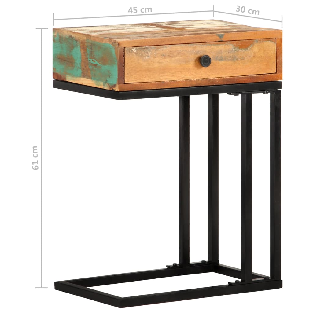 Bijzettafel U-vormig 45x30x61 cm massief gerecycled hout is nu te koop bij PeponiXL, paradijselijk wonen!