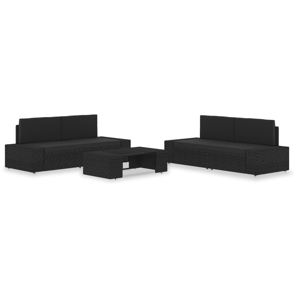 5-delige Loungeset poly rattan zwart is nu te koop bij PeponiXL, paradijselijk wonen!