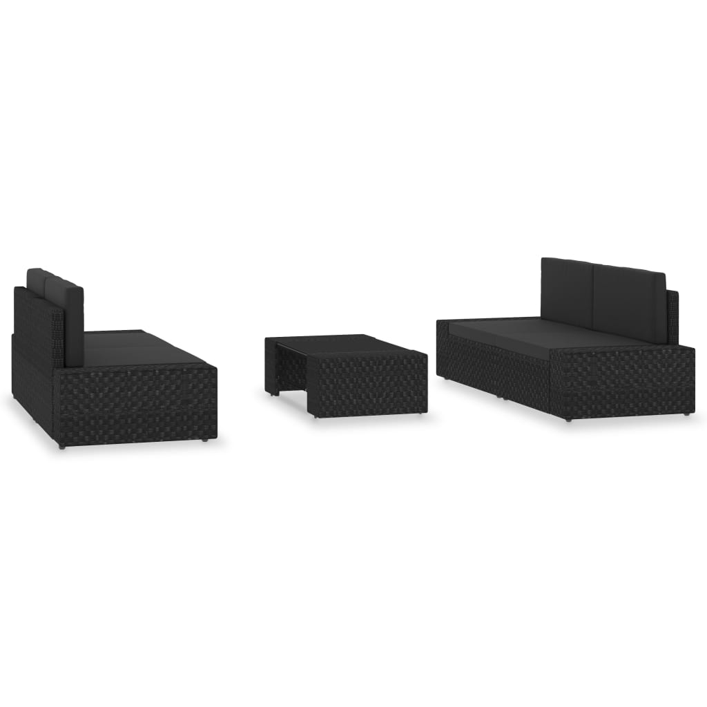 5-delige Loungeset poly rattan zwart is nu te koop bij PeponiXL, paradijselijk wonen!