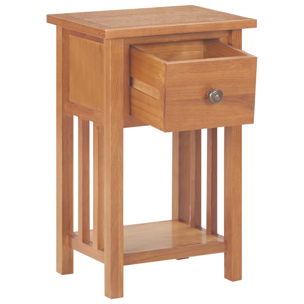 Bijzettafel met lade 35x27x55 cm massief eikenhout is nu te koop bij PeponiXL, paradijselijk wonen!