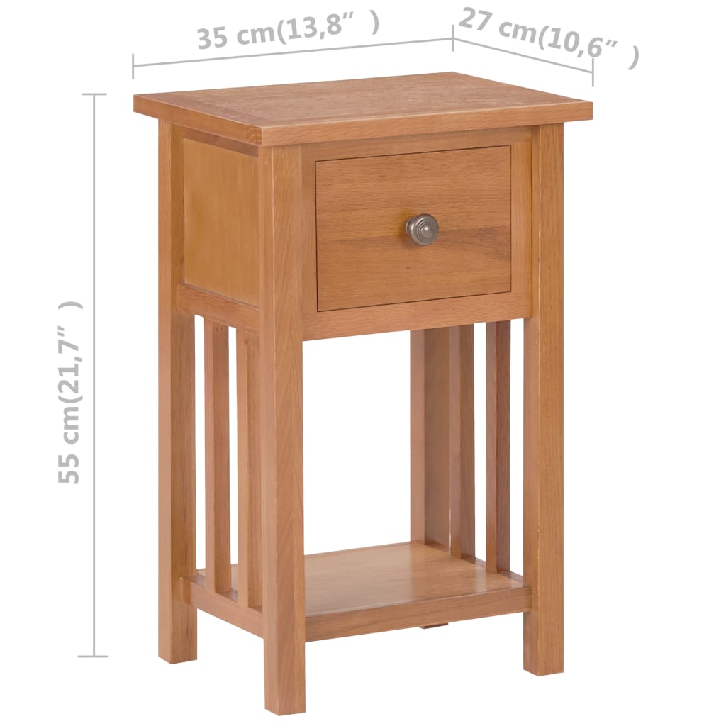 Bijzettafel met lade 35x27x55 cm massief eikenhout is nu te koop bij PeponiXL, paradijselijk wonen!