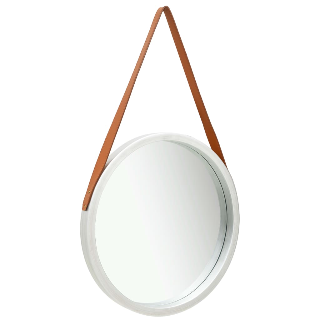 Wandspiegel met band 50 cm zilverkleurig is nu te koop bij PeponiXL, paradijselijk wonen!
