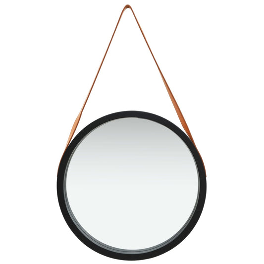 Wandspiegel met band 50 cm zwart is nu te koop bij PeponiXL, paradijselijk wonen!