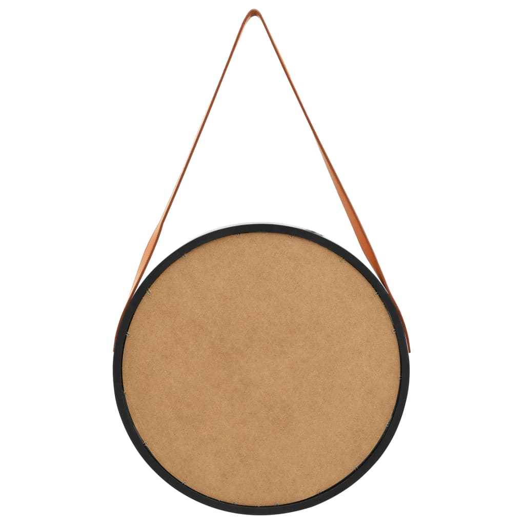 Wandspiegel met band 50 cm zwart is nu te koop bij PeponiXL, paradijselijk wonen!