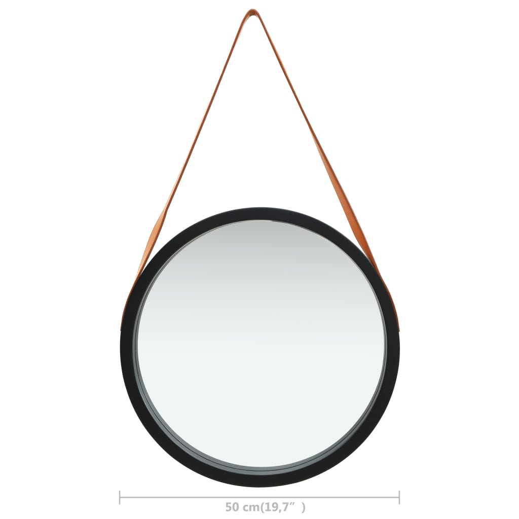 Wandspiegel met band 50 cm zwart is nu te koop bij PeponiXL, paradijselijk wonen!