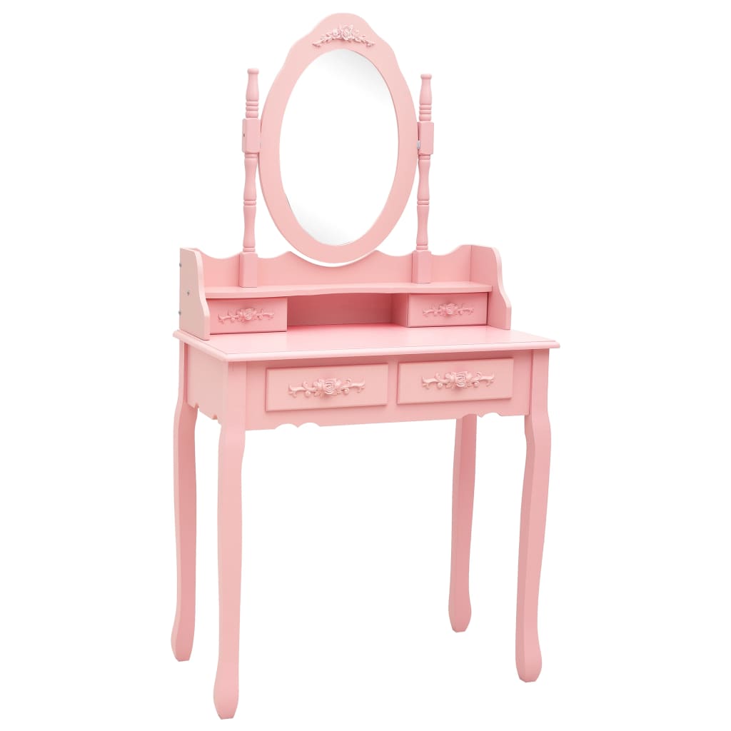 Kaptafelset met kruk 75x69x140 cm paulowniahout roze is nu te koop bij PeponiXL, paradijselijk wonen!