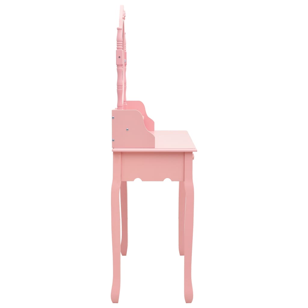 Kaptafelset met kruk 75x69x140 cm paulowniahout roze is nu te koop bij PeponiXL, paradijselijk wonen!