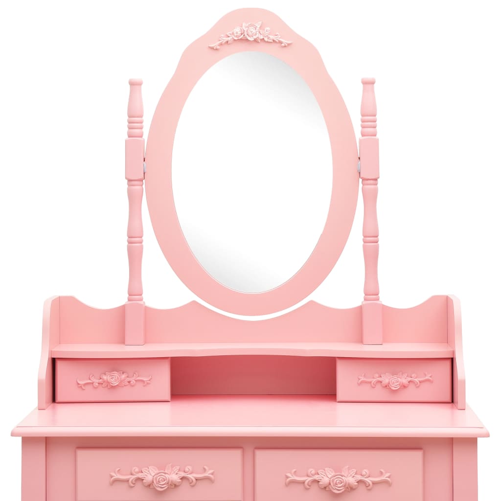 Kaptafelset met kruk 75x69x140 cm paulowniahout roze is nu te koop bij PeponiXL, paradijselijk wonen!