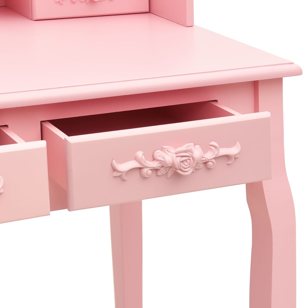 Kaptafelset met kruk 75x69x140 cm paulowniahout roze is nu te koop bij PeponiXL, paradijselijk wonen!