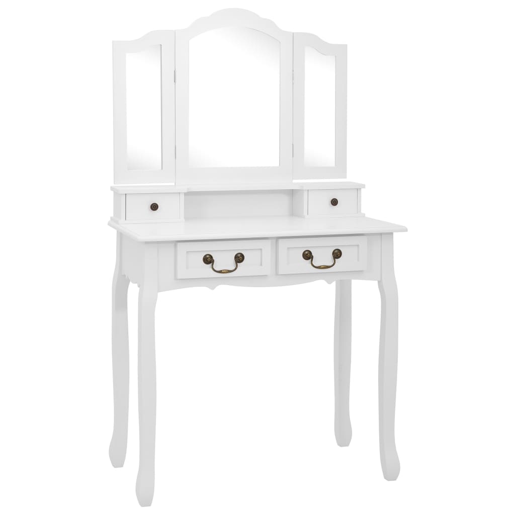 Kaptafelset met kruk 80x69x141 cm paulowniahout wit is nu te koop bij PeponiXL, paradijselijk wonen!