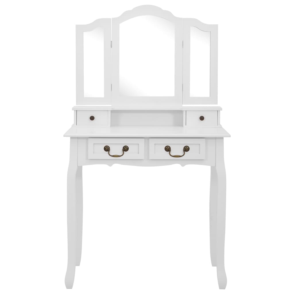 Kaptafelset met kruk 80x69x141 cm paulowniahout wit is nu te koop bij PeponiXL, paradijselijk wonen!