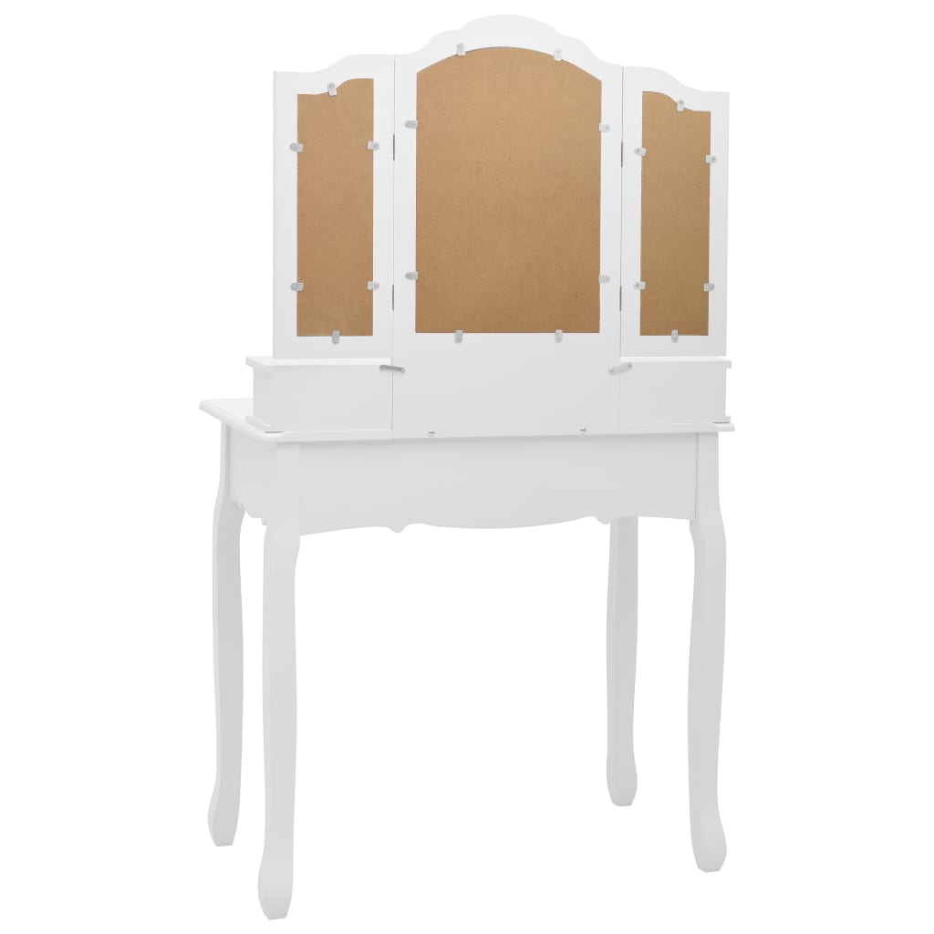 Kaptafelset met kruk 80x69x141 cm paulowniahout wit is nu te koop bij PeponiXL, paradijselijk wonen!