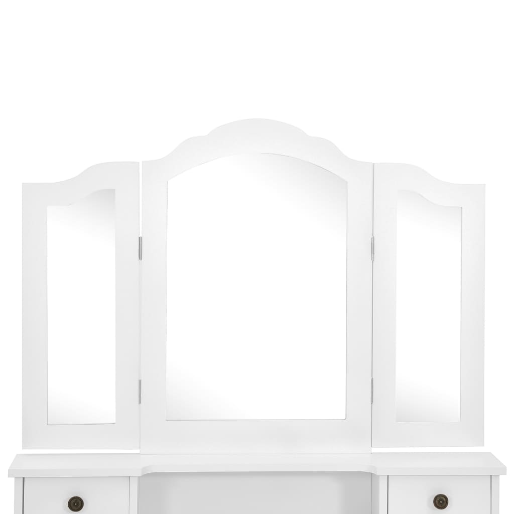 Kaptafelset met kruk 80x69x141 cm paulowniahout wit is nu te koop bij PeponiXL, paradijselijk wonen!