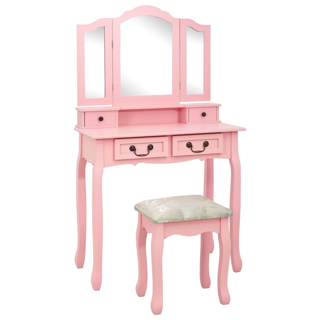 Kaptafelset met kruk 80x69x141 cm paulowniahout roze is nu te koop bij PeponiXL, paradijselijk wonen!