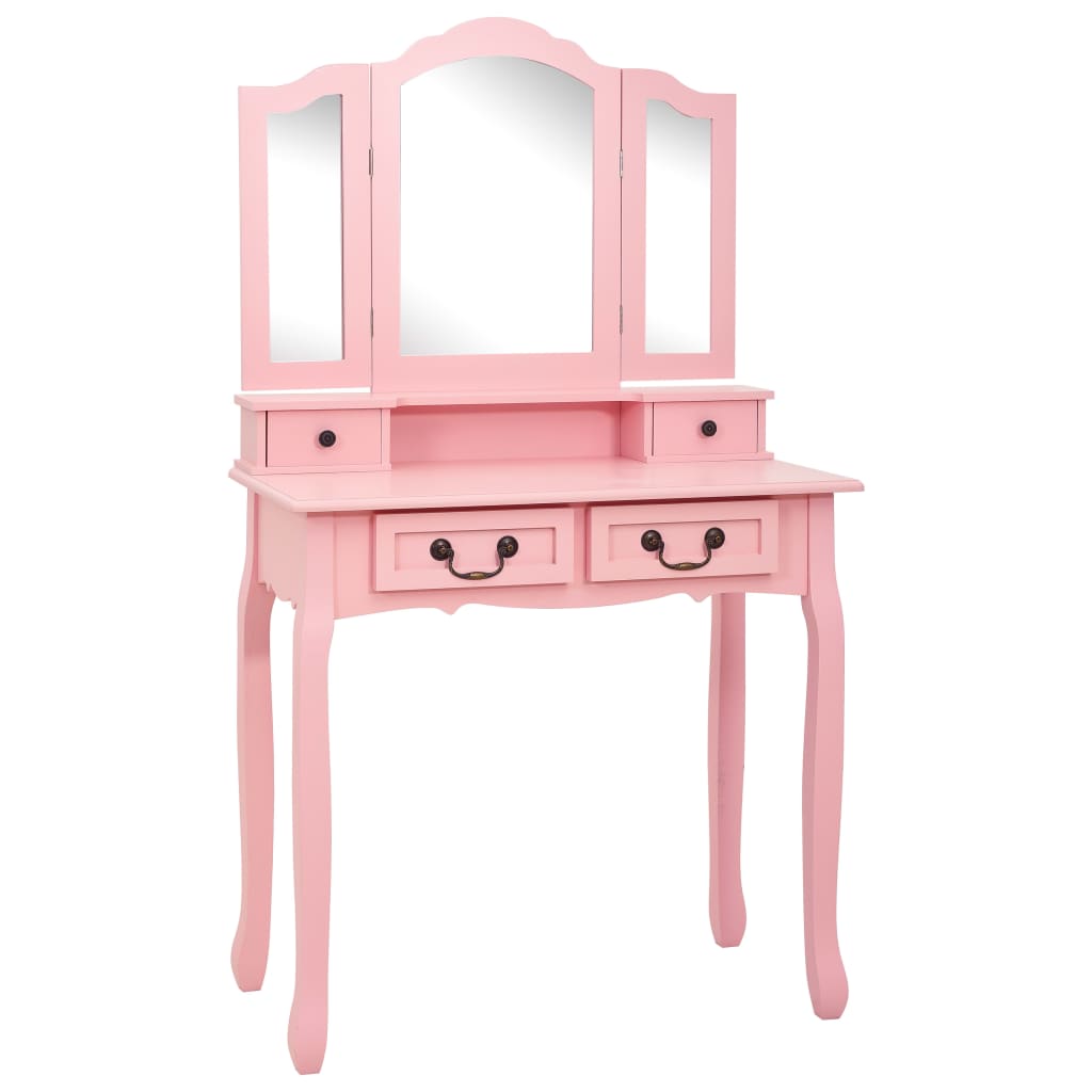 Kaptafelset met kruk 80x69x141 cm paulowniahout roze is nu te koop bij PeponiXL, paradijselijk wonen!