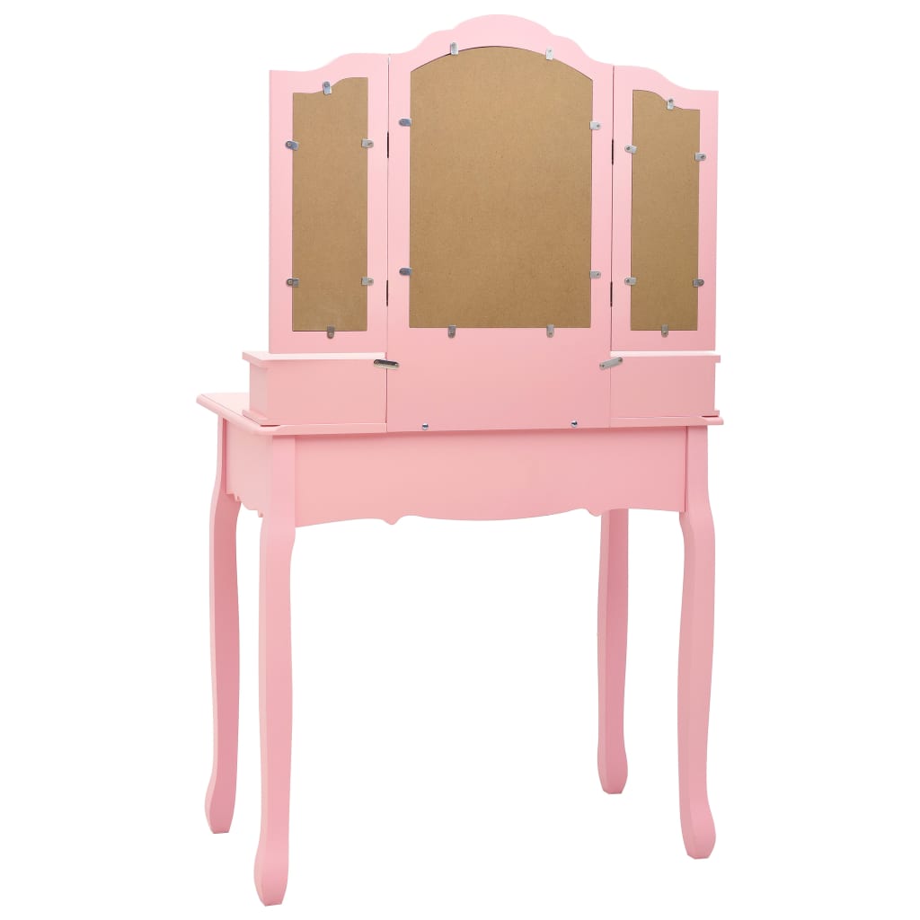 Kaptafelset met kruk 80x69x141 cm paulowniahout roze is nu te koop bij PeponiXL, paradijselijk wonen!