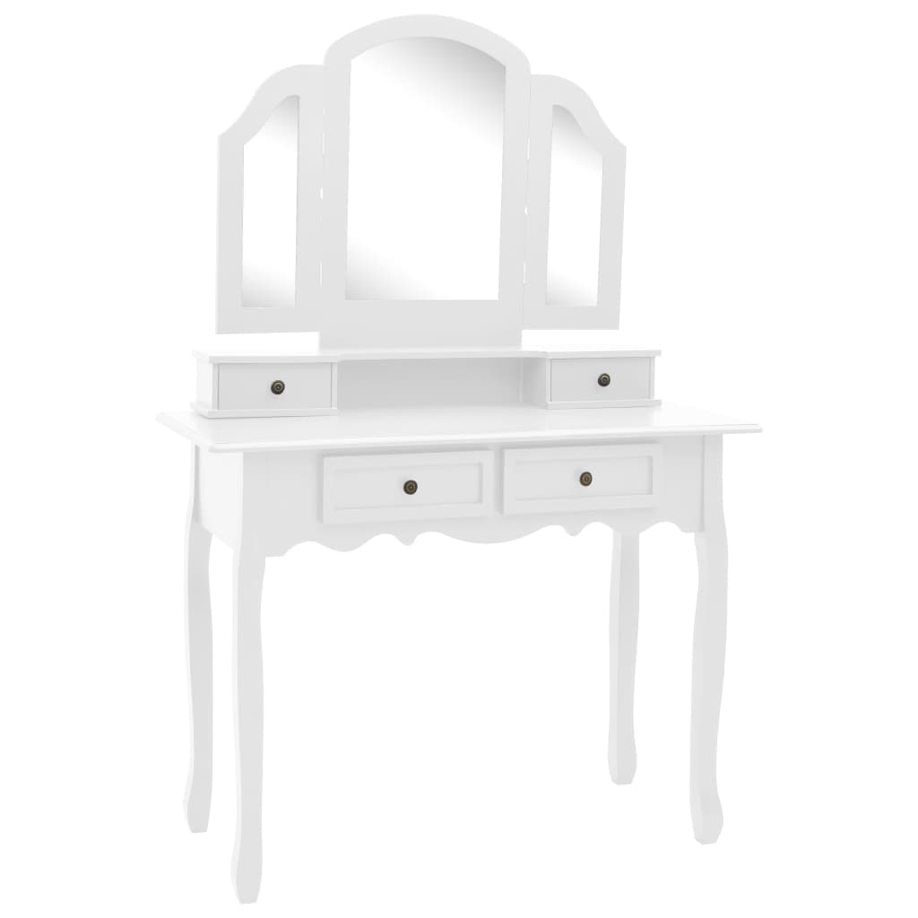 Kaptafelset met kruk 100x40x146 cm paulowniahout wit is nu te koop bij PeponiXL, paradijselijk wonen!