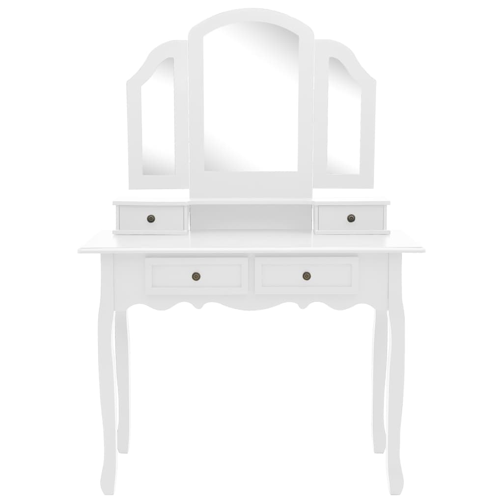 Kaptafelset met kruk 100x40x146 cm paulowniahout wit is nu te koop bij PeponiXL, paradijselijk wonen!