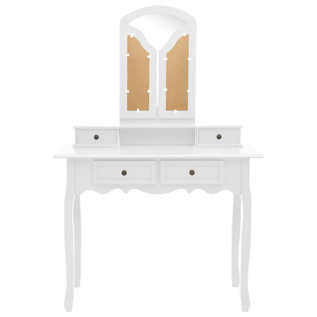 Kaptafelset met kruk 100x40x146 cm paulowniahout wit is nu te koop bij PeponiXL, paradijselijk wonen!