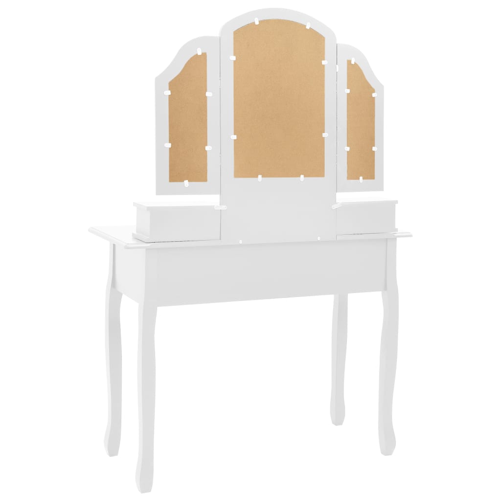 Kaptafelset met kruk 100x40x146 cm paulowniahout wit is nu te koop bij PeponiXL, paradijselijk wonen!