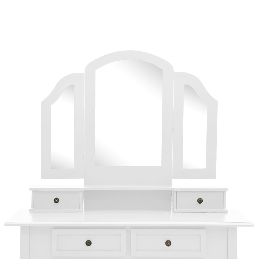 Kaptafelset met kruk 100x40x146 cm paulowniahout wit is nu te koop bij PeponiXL, paradijselijk wonen!