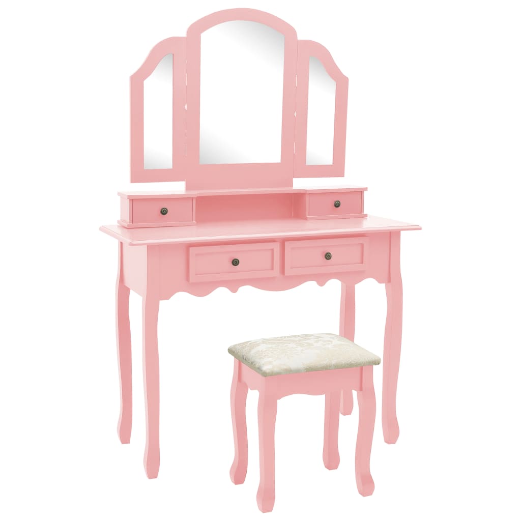 Kaptafelset met kruk 100x40x146 cm paulowniahout roze is nu te koop bij PeponiXL, paradijselijk wonen!
