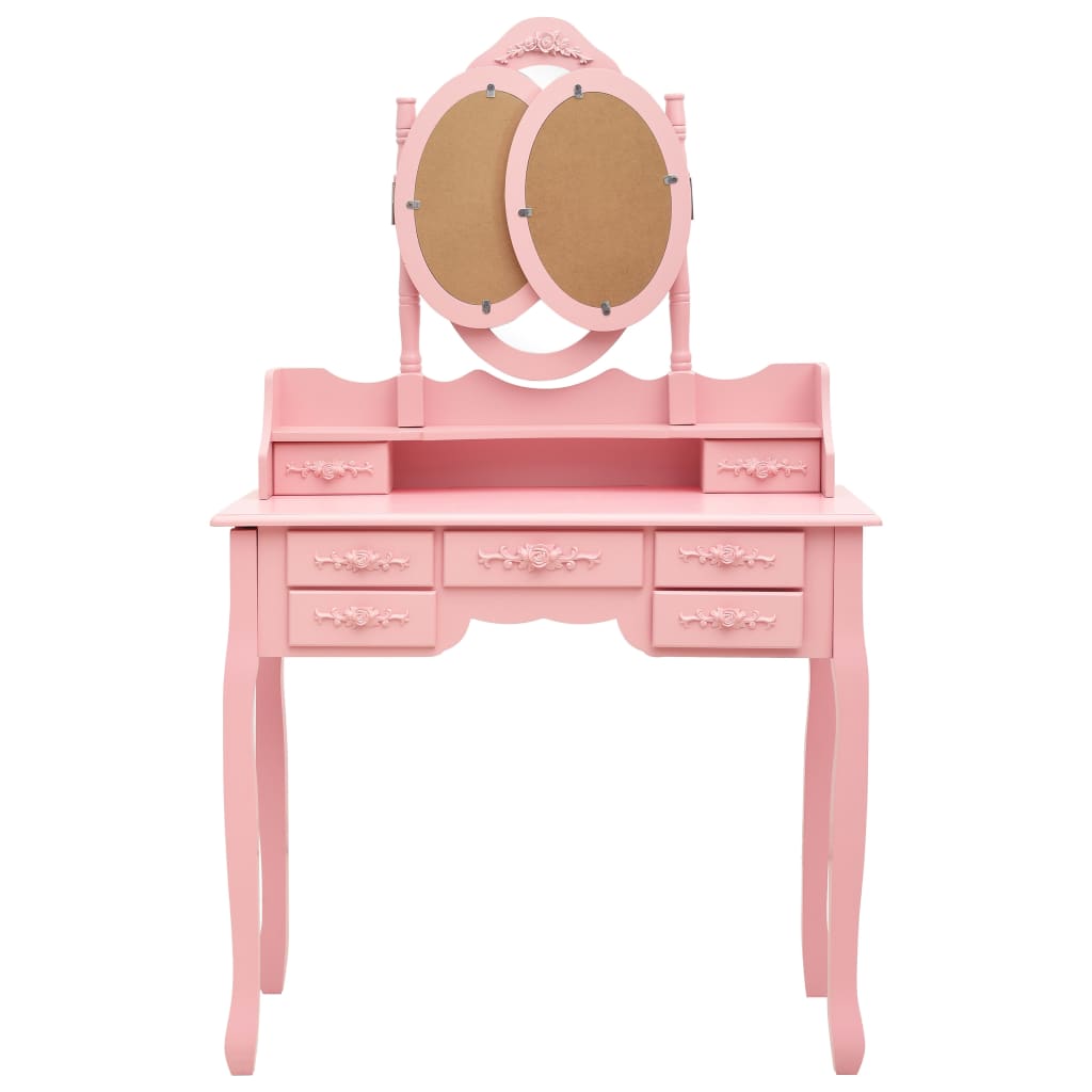 Kaptafel met kruk en drievoudige spiegel roze is nu te koop bij PeponiXL, paradijselijk wonen!