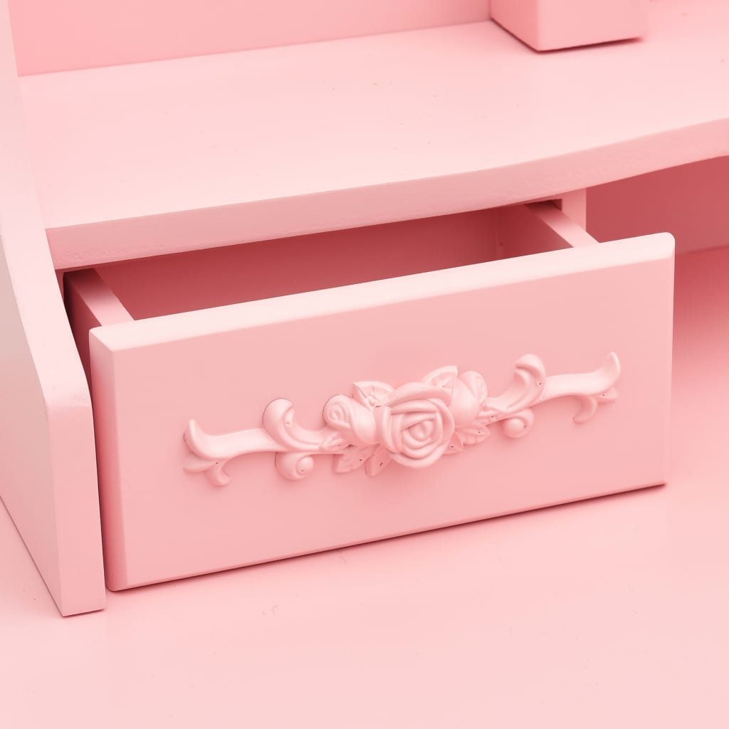 Kaptafel met kruk en drievoudige spiegel roze is nu te koop bij PeponiXL, paradijselijk wonen!