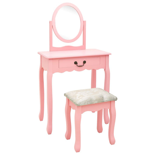 Kaptafel met kruk 65x36x128 cm paulowniahout MDF roze is nu te koop bij PeponiXL, paradijselijk wonen!