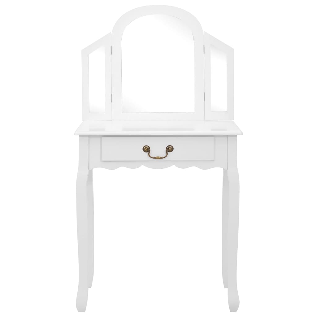 Kaptafel met kruk 65x36x128 cm paulowniahout MDF wit is nu te koop bij PeponiXL, paradijselijk wonen!
