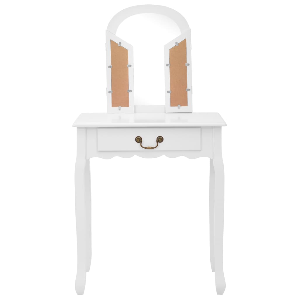 Kaptafel met kruk 65x36x128 cm paulowniahout MDF wit is nu te koop bij PeponiXL, paradijselijk wonen!