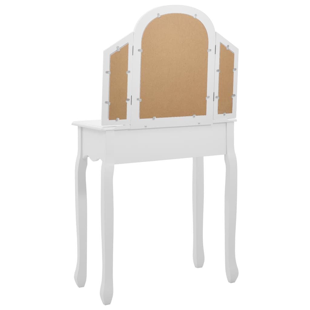Kaptafel met kruk 65x36x128 cm paulowniahout MDF wit is nu te koop bij PeponiXL, paradijselijk wonen!