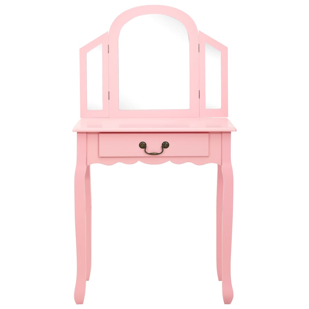 Kaptafel met kruk 65x36x128 cm paulowniahout MDF roze is nu te koop bij PeponiXL, paradijselijk wonen!