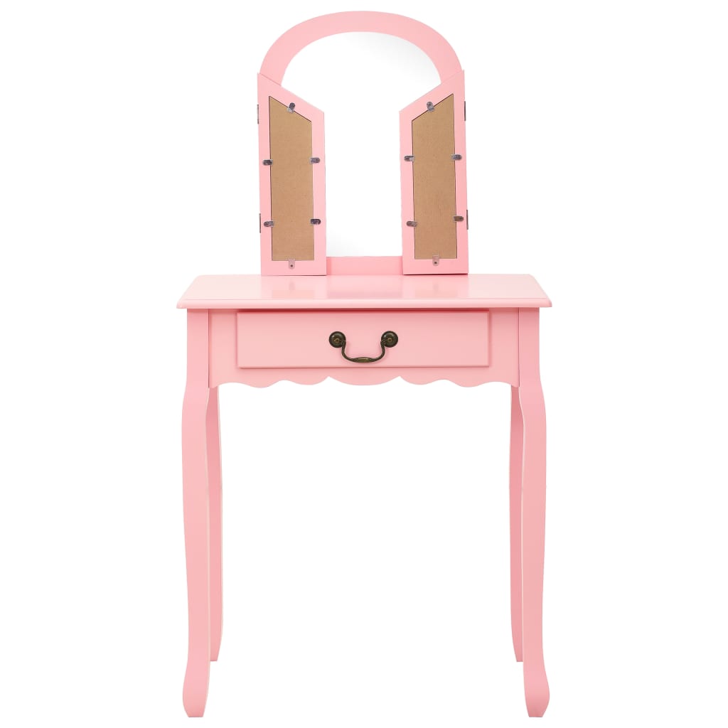 Kaptafel met kruk 65x36x128 cm paulowniahout MDF roze is nu te koop bij PeponiXL, paradijselijk wonen!