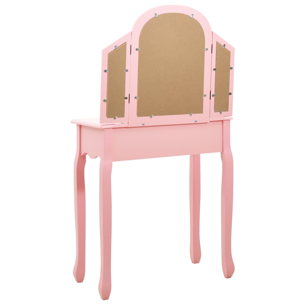 Kaptafel met kruk 65x36x128 cm paulowniahout MDF roze is nu te koop bij PeponiXL, paradijselijk wonen!