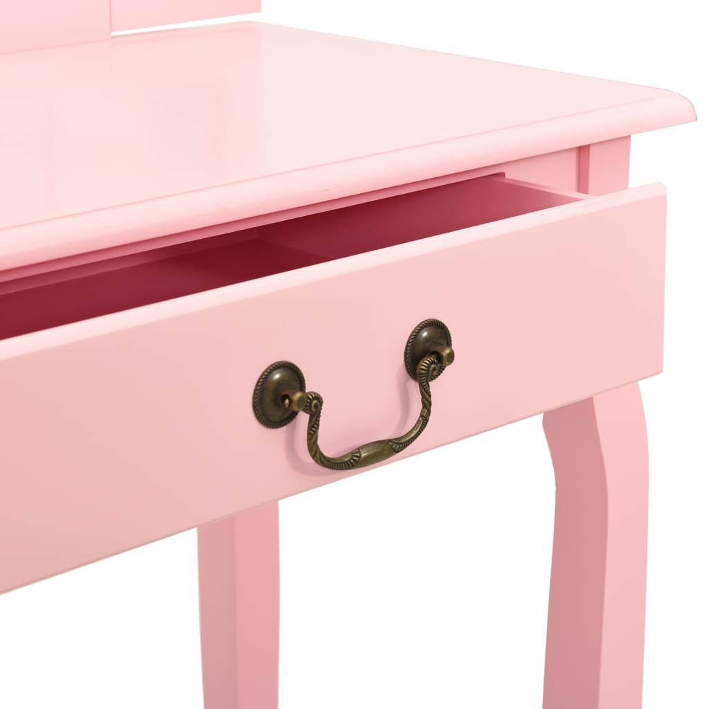 Kaptafel met kruk 65x36x128 cm paulowniahout MDF roze is nu te koop bij PeponiXL, paradijselijk wonen!