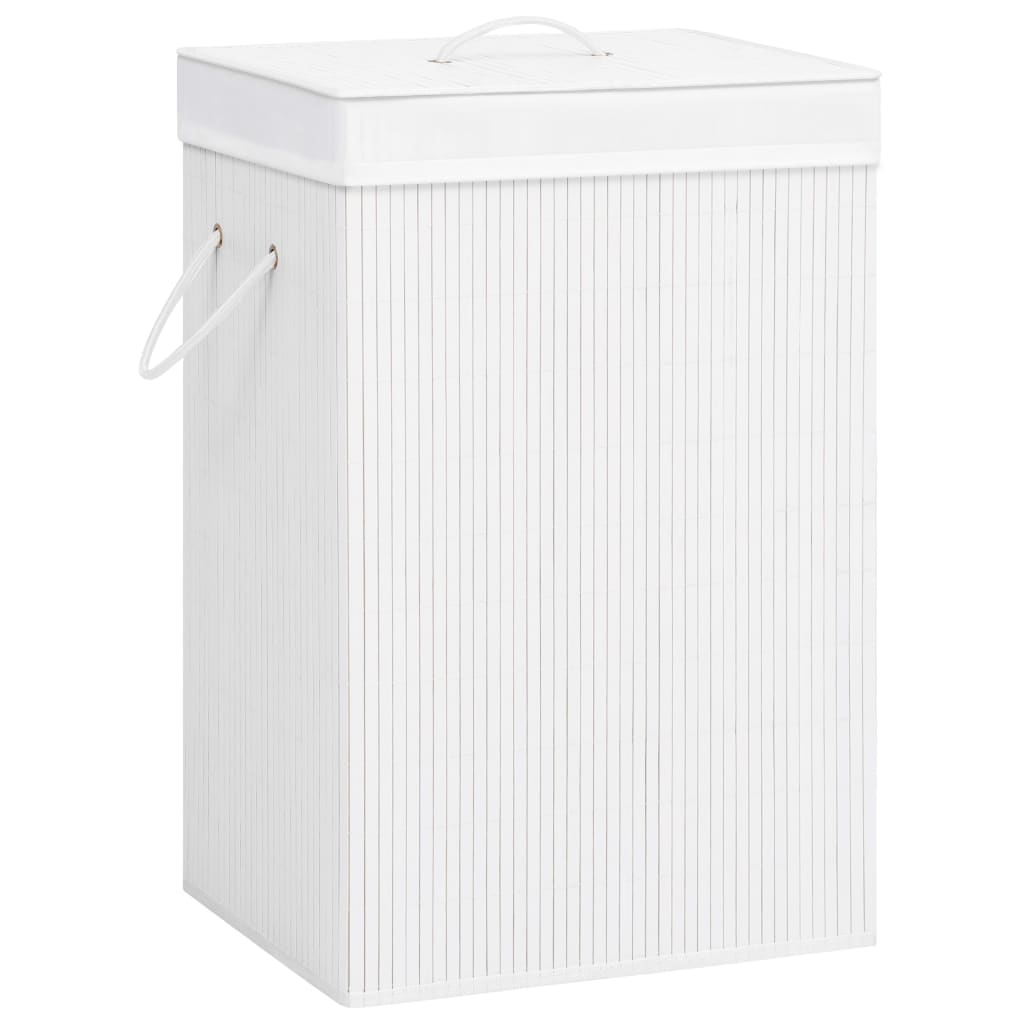 Wasmand met 2 vakken 72 L bamboe wit is nu te koop bij PeponiXL, paradijselijk wonen!
