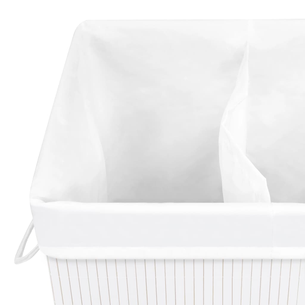 Wasmand met 2 vakken 72 L bamboe wit is nu te koop bij PeponiXL, paradijselijk wonen!